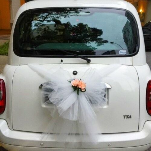Car Decoration with Couple Bear (Silk Flowers)